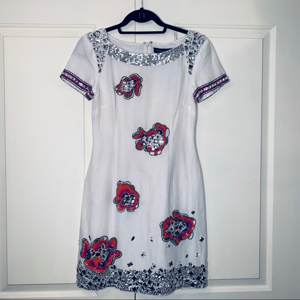 French Connection Linen & Sequin Dress